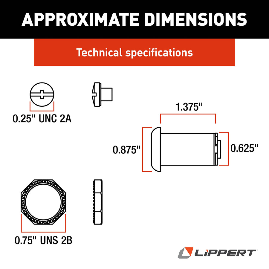 213116 Lippert Components RV Baggage Door Key Lock 1-3/8" Chrome