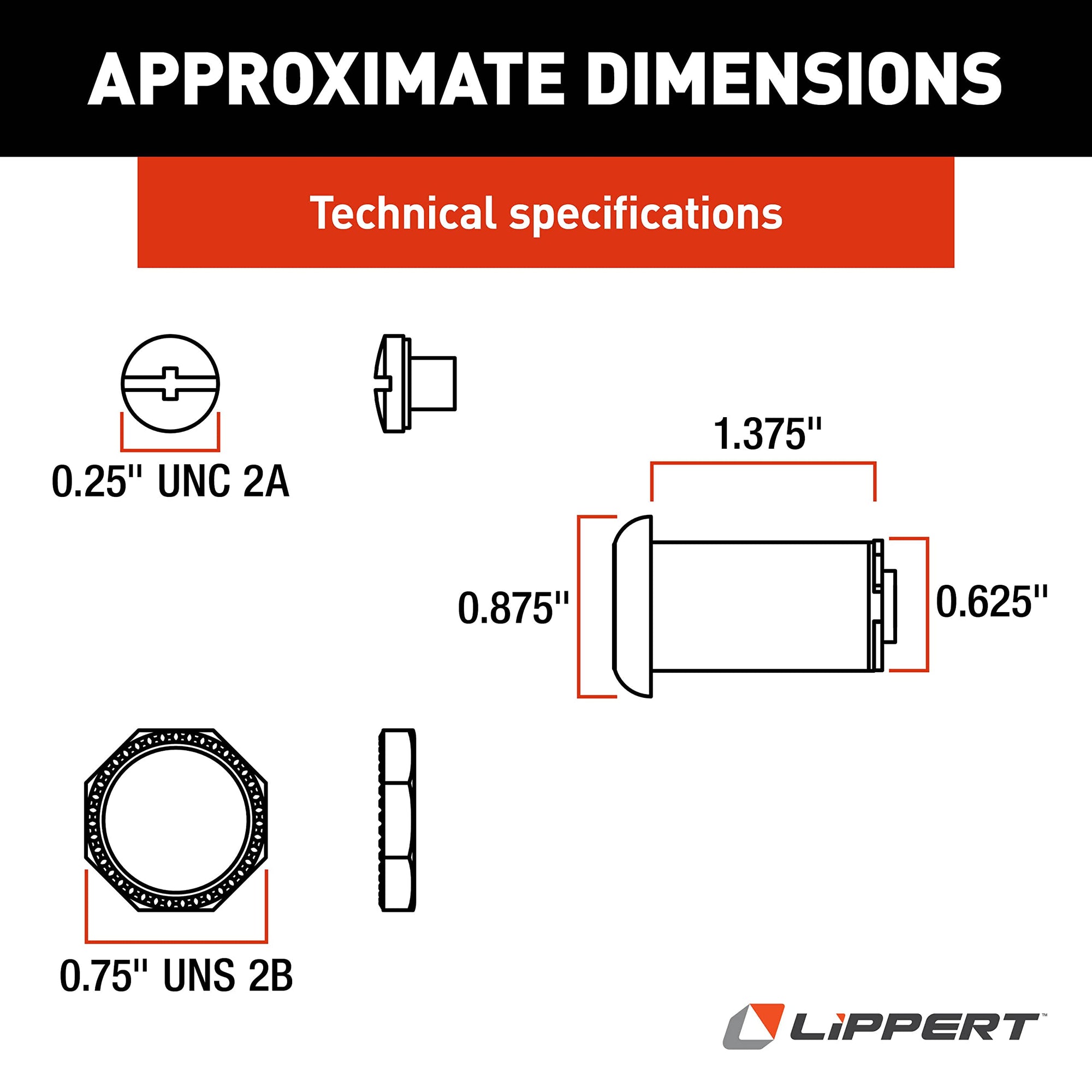 213116 Lippert Components RV Baggage Door Key Lock 1-3/8" Chrome