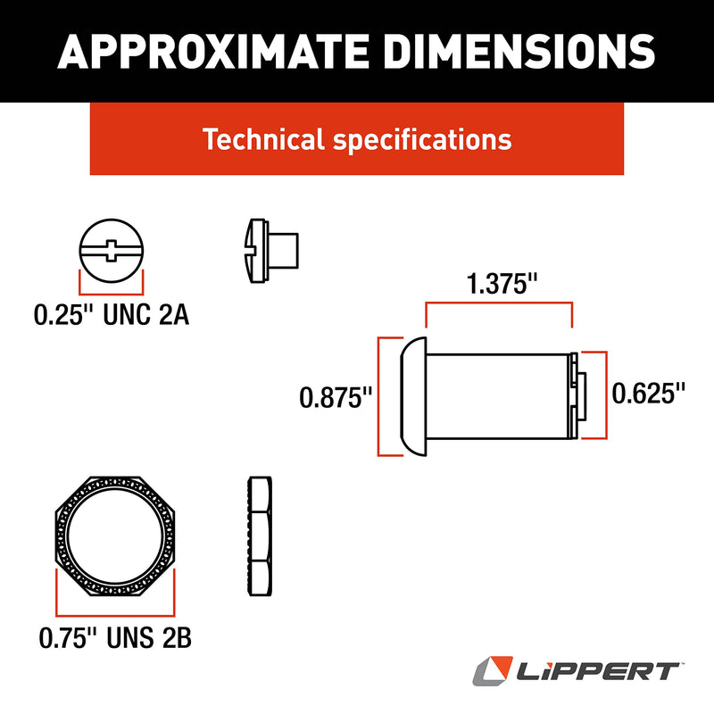 213116 Lippert Components RV Baggage Door Key Lock 1-3/8" Chrome