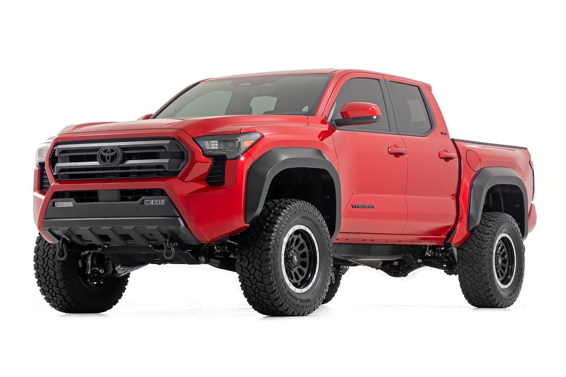 Rough Country Fender Flares Sport Style for Toyota Tacoma (2024-2025) - 1.75" Extra Tire Coverage, UV-Resistant ABS, Flat Black (Set of 4)
