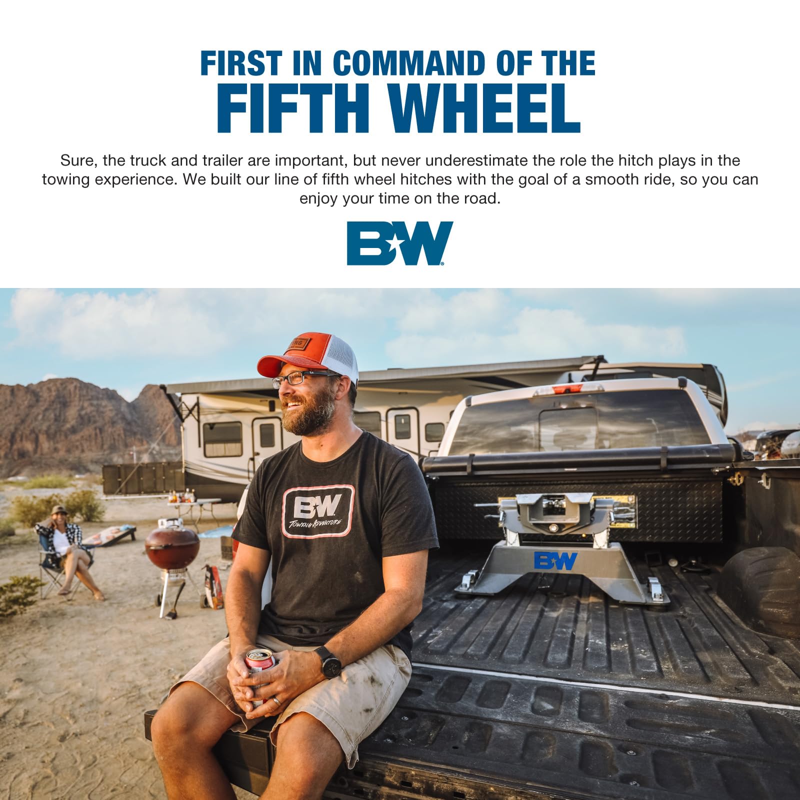 Companion OEM Slider Fifth Wheel Hitch B&W Trailer Hitches - Compatible with 2016-2019 Chevrolet/GM OEM Puck System - RVK3770
