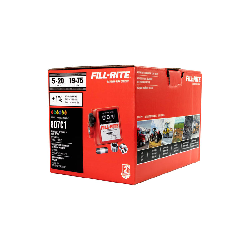 Fill-Rite 1" 807C1 5-20 GPM Mechanical Meter, Aluminum, Fuel Transfer Gallon Meter