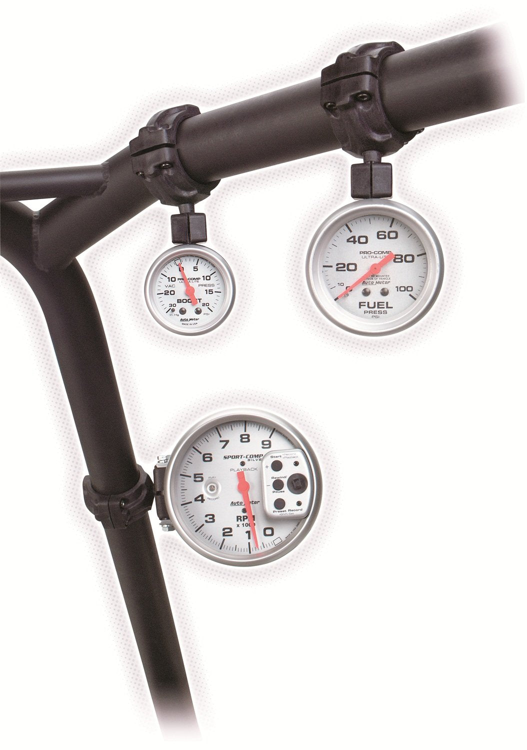Auto Meter 48006 1.75-Inch Roll Cage Black 2-1/16-Inch Roll Pod