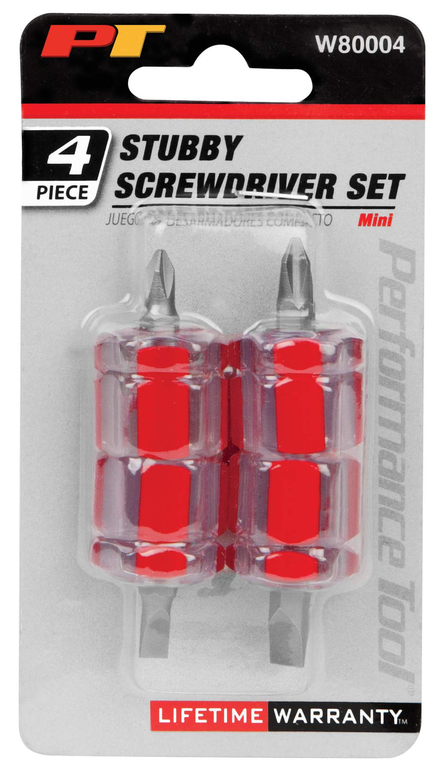 W80004 Performance Tool Mini Stubby Screwdriver Set 4 Piece (Phillips sizes: #1 and #2, Slotted sizes: 3/16 and 1/4"), Sewing Machines Screwdriver