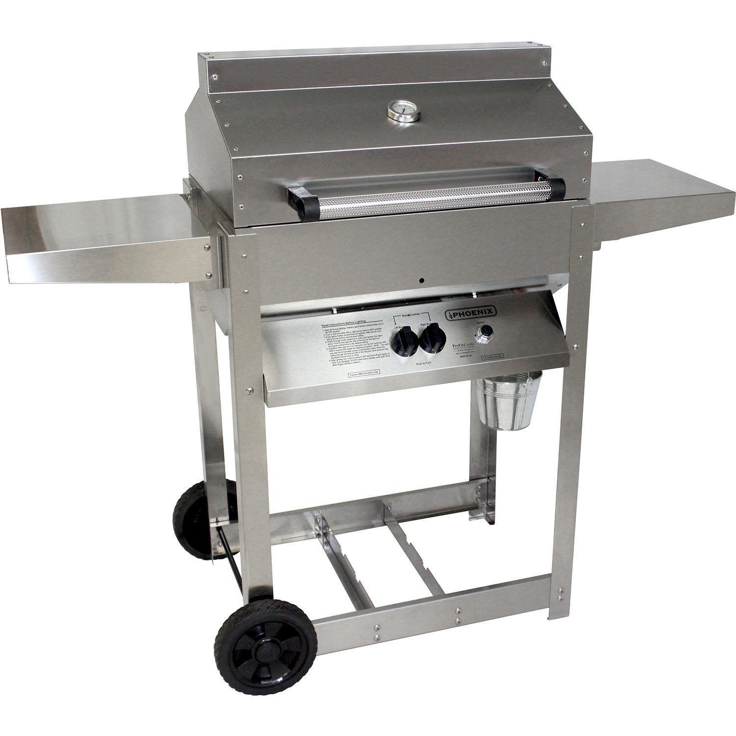 Stainless Steel Phoenix Grill Propane Gas Riveted Grill Head On Stainless Steel Cart