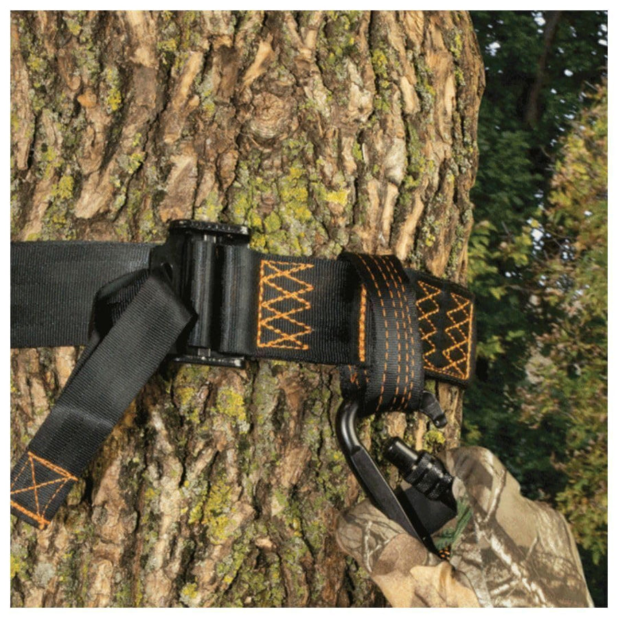 Safety Harness MUDDY Tree Strap with Nylon Webbing, 300lb Weight Capacity, Rugged Steel Buckle, and Double-Stitched Loop (One Size, Black)