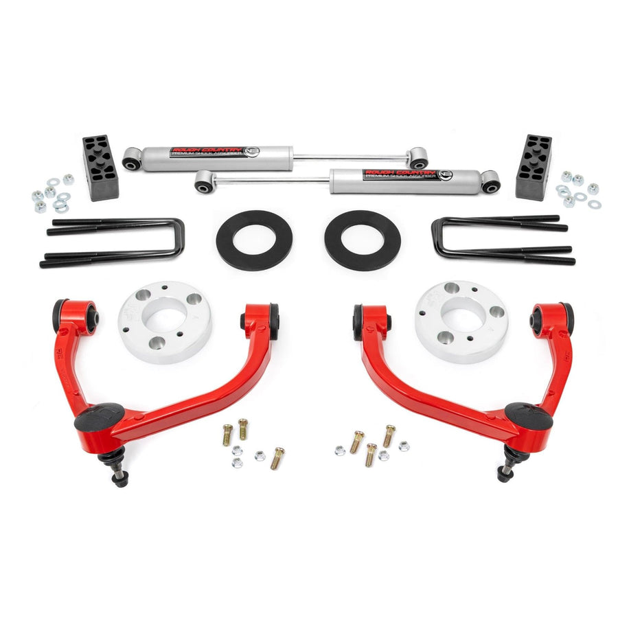 3" Rough Country Bolt-On Lift Kit w/N3 Shocks for 14-20 F-150 4WD - 51014RED