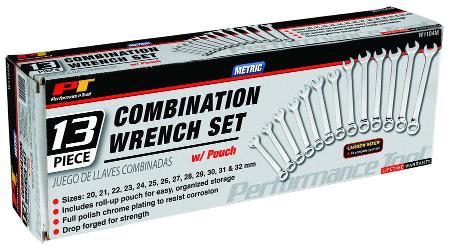 W1104M Performance Tool MET Large Wrench Set, 13-Piece