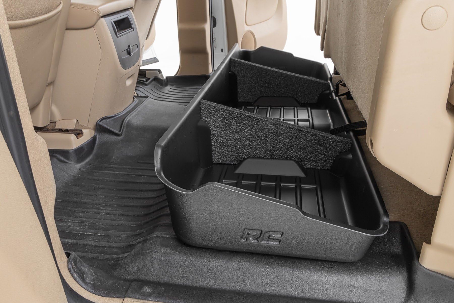 Under Seat Storage Rough Country for Chevy Silverado 1500 & GMC Sierra 1500 (2007-2013) CrewCab - Custom-Fit, Durable, Anti-Skid Under Seat Truck Storage