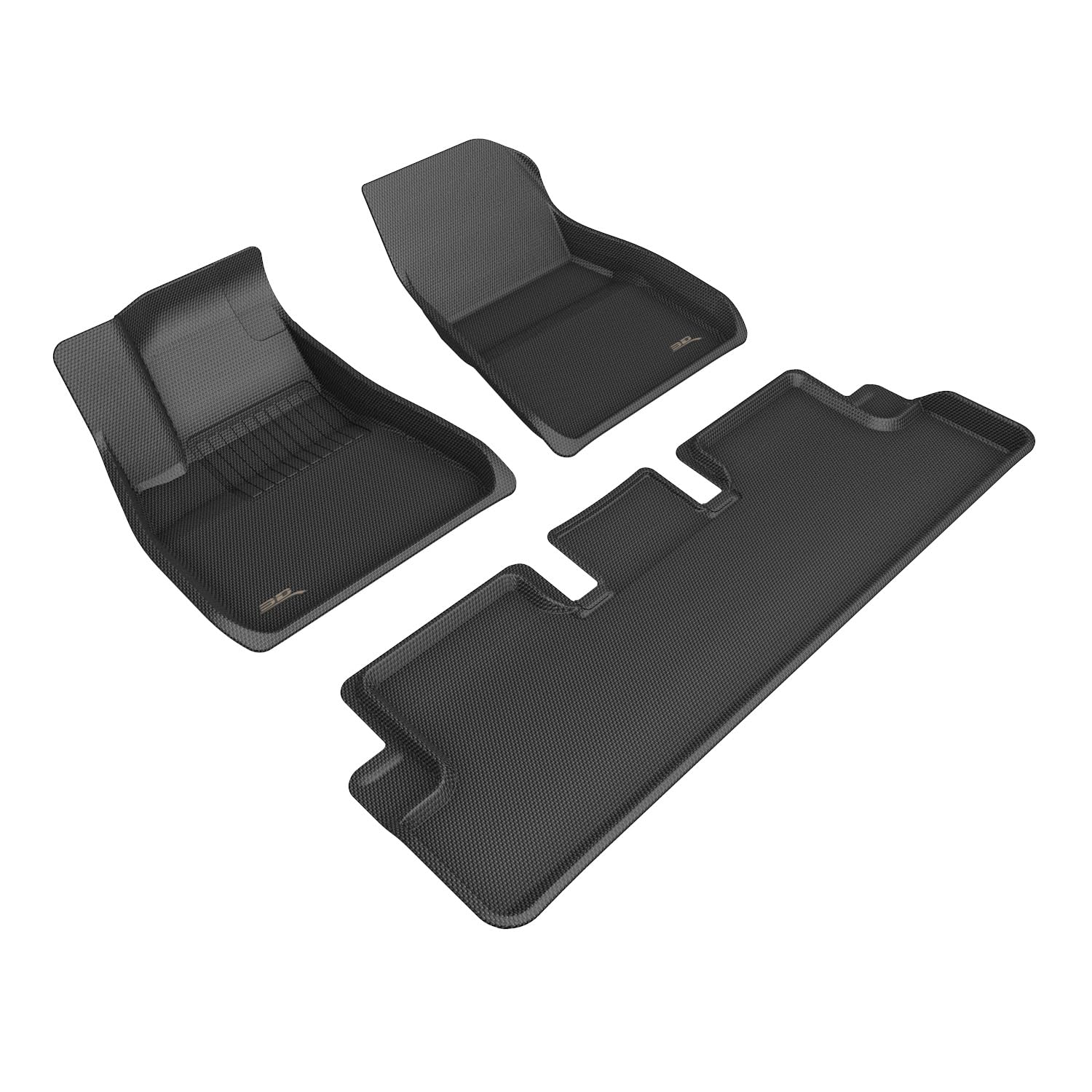 3D MAXpider Custom Fit All-Weather Floor Mats for 2020-2022 Tesla Model 3 Car Floor Liners Kagu Series (1ST & 2ND Row)