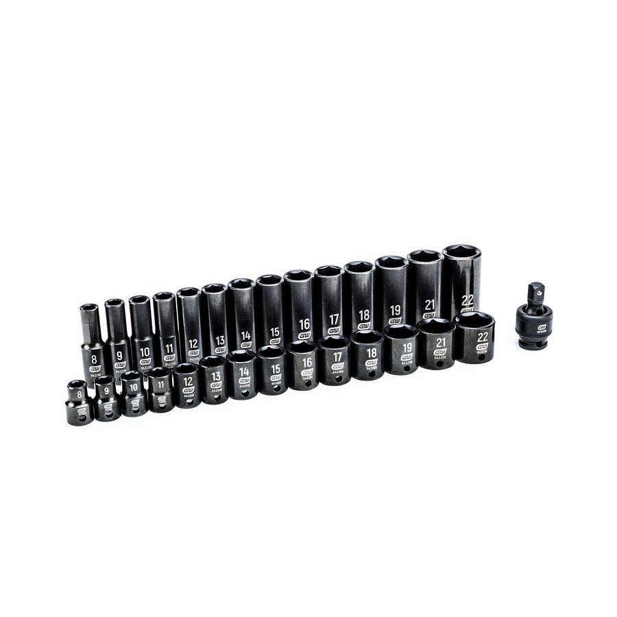 3/8" Drive GEARWRENCH 29 Pc. Impact Socket Set, Standard & Deep, Metric - 84925N