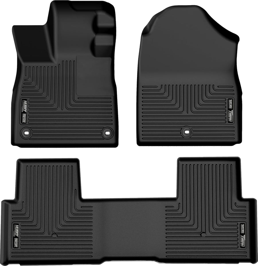 Weatherbeater Husky Liners Floor Mats | Fits 2024-2026 Honda Pilot | Front & 2nd Row, 3-pc Black - 95821