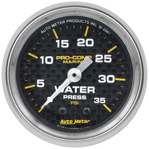 Water Press AutoMeter Gauge, 2 1/16", 35Psi, Mechanical, Marine Carbon Fiber (200772-40), Multi