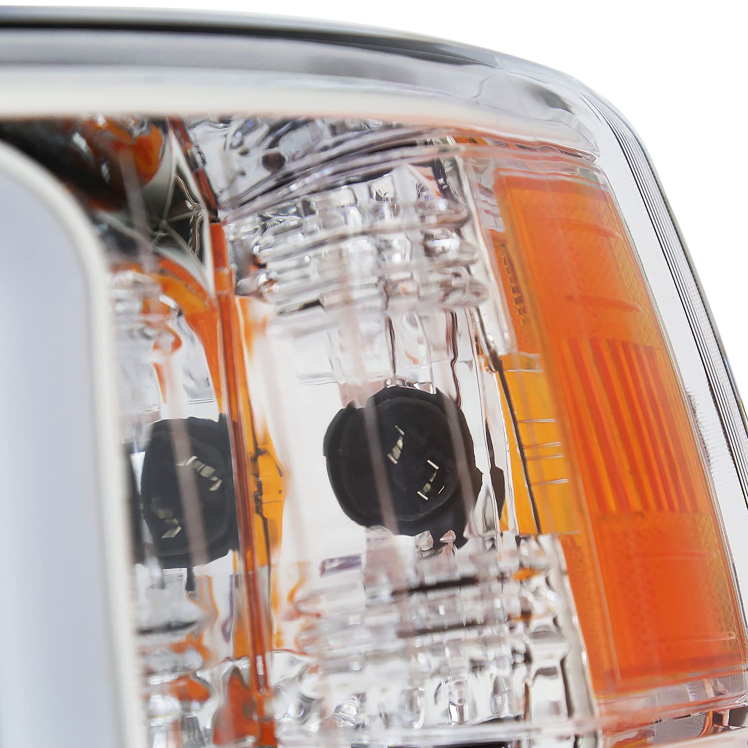 Chrome Headlights SPEC-D TUNING w/LED Light Bar Compatible with 2007-2013 Chevy Silverado 1500, 2007-2014 Silverado 2500HD 3500HD, Left + Right Pair Headlamp Assembly