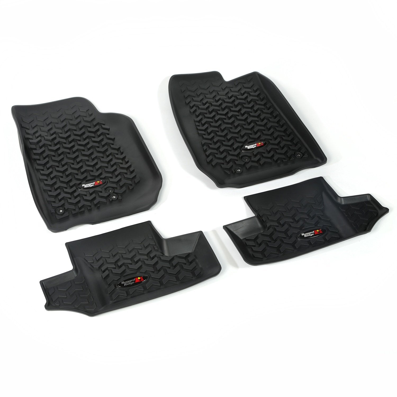 Floor Liner Set Rugged Ridge for Jeep Wrangler JK | Front & Rear, 4-Piece Set, Black | 12987.03 | Fits 2007-2018 Jeep Wrangler JK 2-Door
