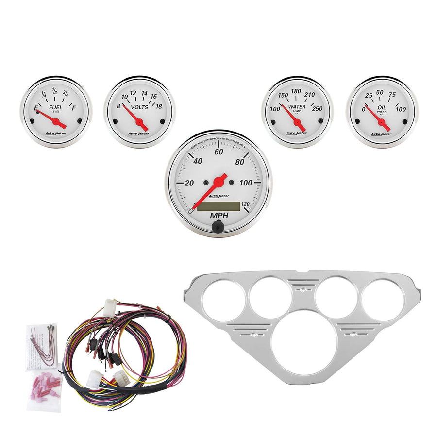 Auto Meter Gauge Kit 7036-AW, 5 Pc, Chevy Truck 55-59, Mph/Fuel/Oilp/Wtmp/Bat, Aw