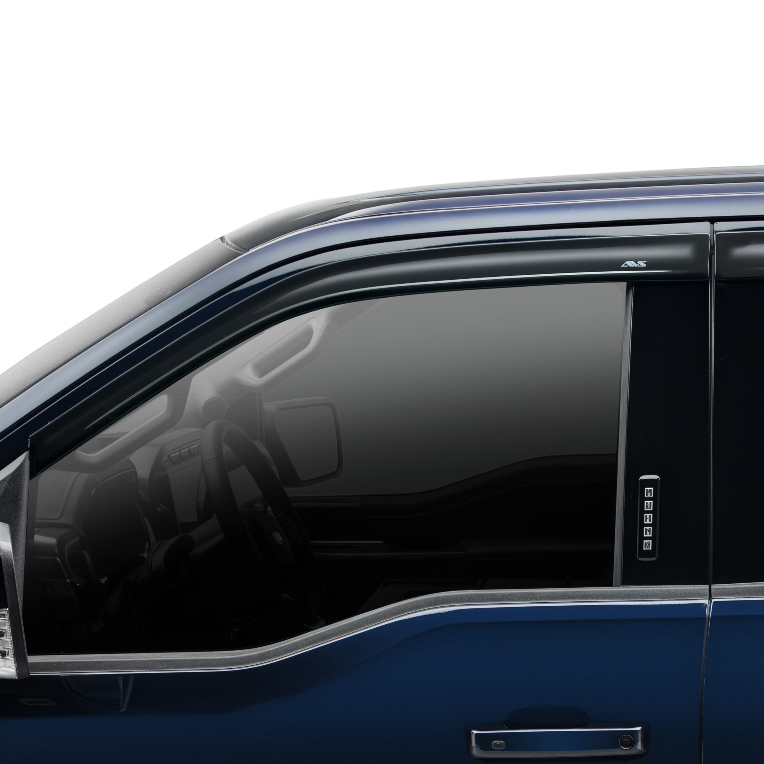 Low Profile Auto Ventshade [AVS] Rain Guards For 2019 - 2025 Chevrolet Silverado - GMC Sierra 1500 DOUBLE/EXT CAB ONLY | Window Vent Visors, 4 pcs. - Dark Smoke | 894080