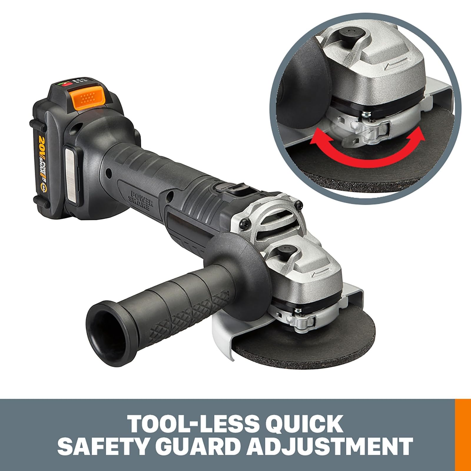 Worx 20V WX812L Power Share Brushless 4-1/2" Angle Grinder