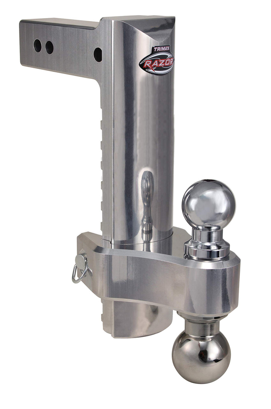 Trimax TRZ12ALHD Heavy Duty 12" Pin & Clip Aluminum Drop Hitch For 2-1/2" Receivers Includes Dual Balls, Silver