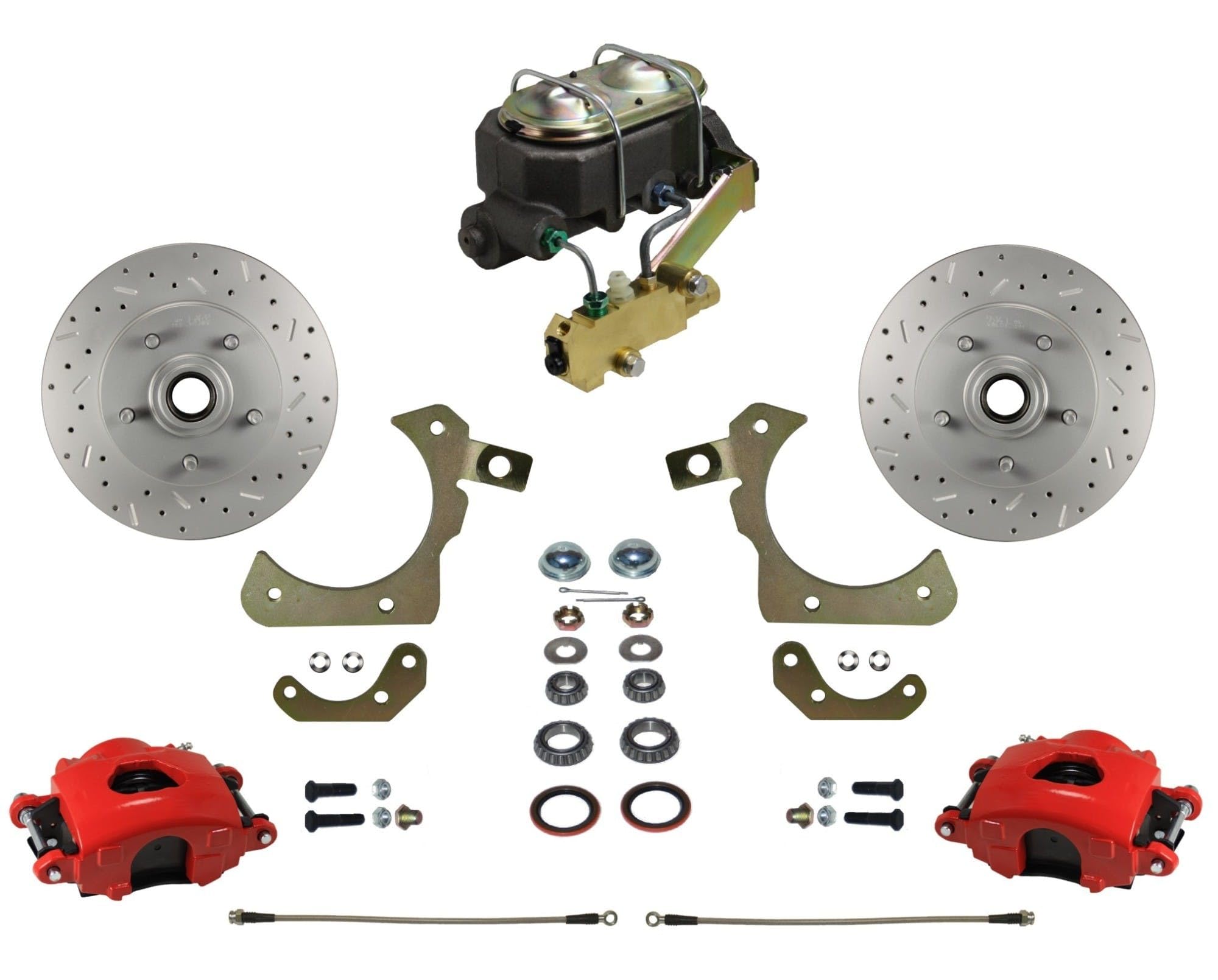 LEED BRAKES Front Disc Brake Conversion Kit Manual With Maxgrip Xds Red Calipers