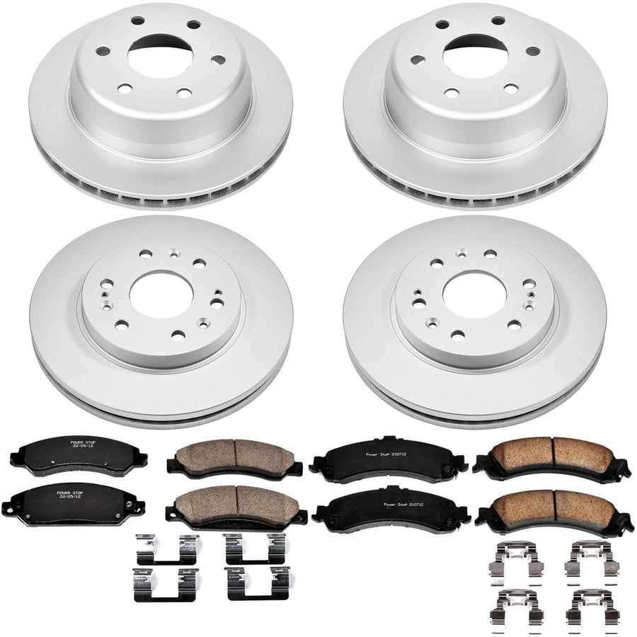 Power Stop Coated Rotor CRK8071 Front & Rear Brake Kit- Coated Brake Rotors and Z17 Ceramic Brake Pads