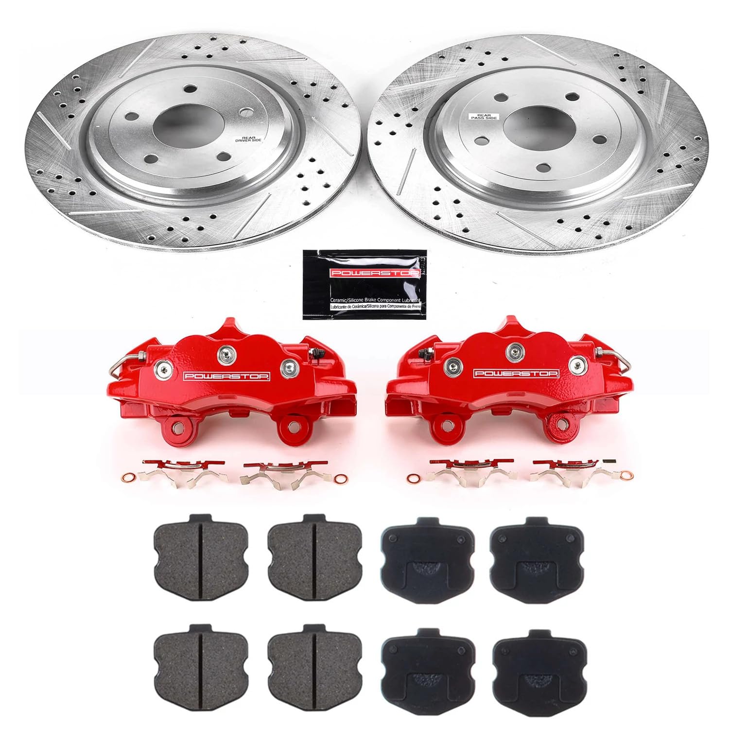 Power Stop Z23 Daily Driver KC1446 Rear Brake Caliper Kit-Drilled/Slotted Brake Rotor, Brake Pads & Calipers For Chevrolet Corvette 2006-2013 [Model Specific]