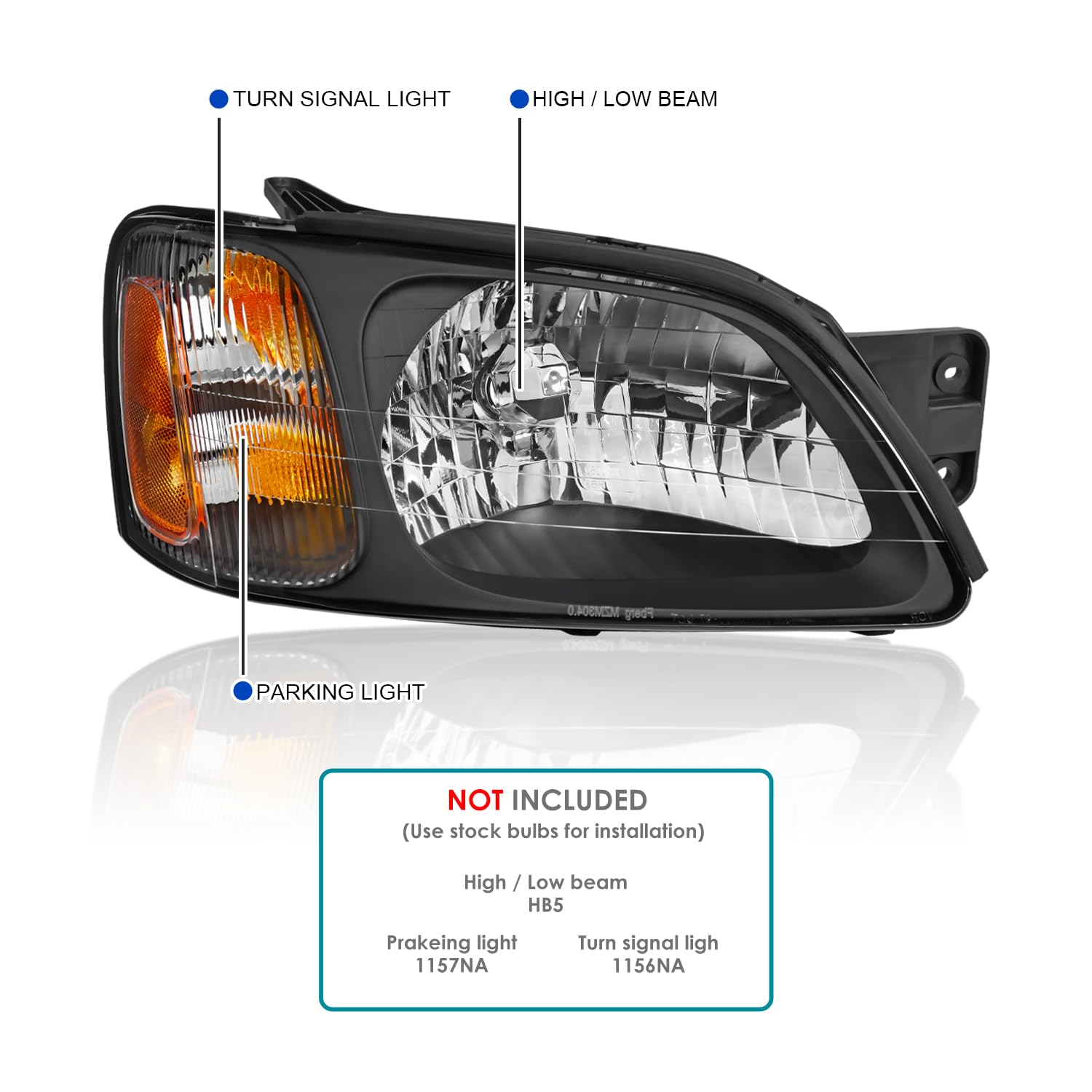 Black Headlights SPEC-D TUNING Compatible with 2000-2006 Subaru Legacy, Left + Right Pair Headlamps Assembly
