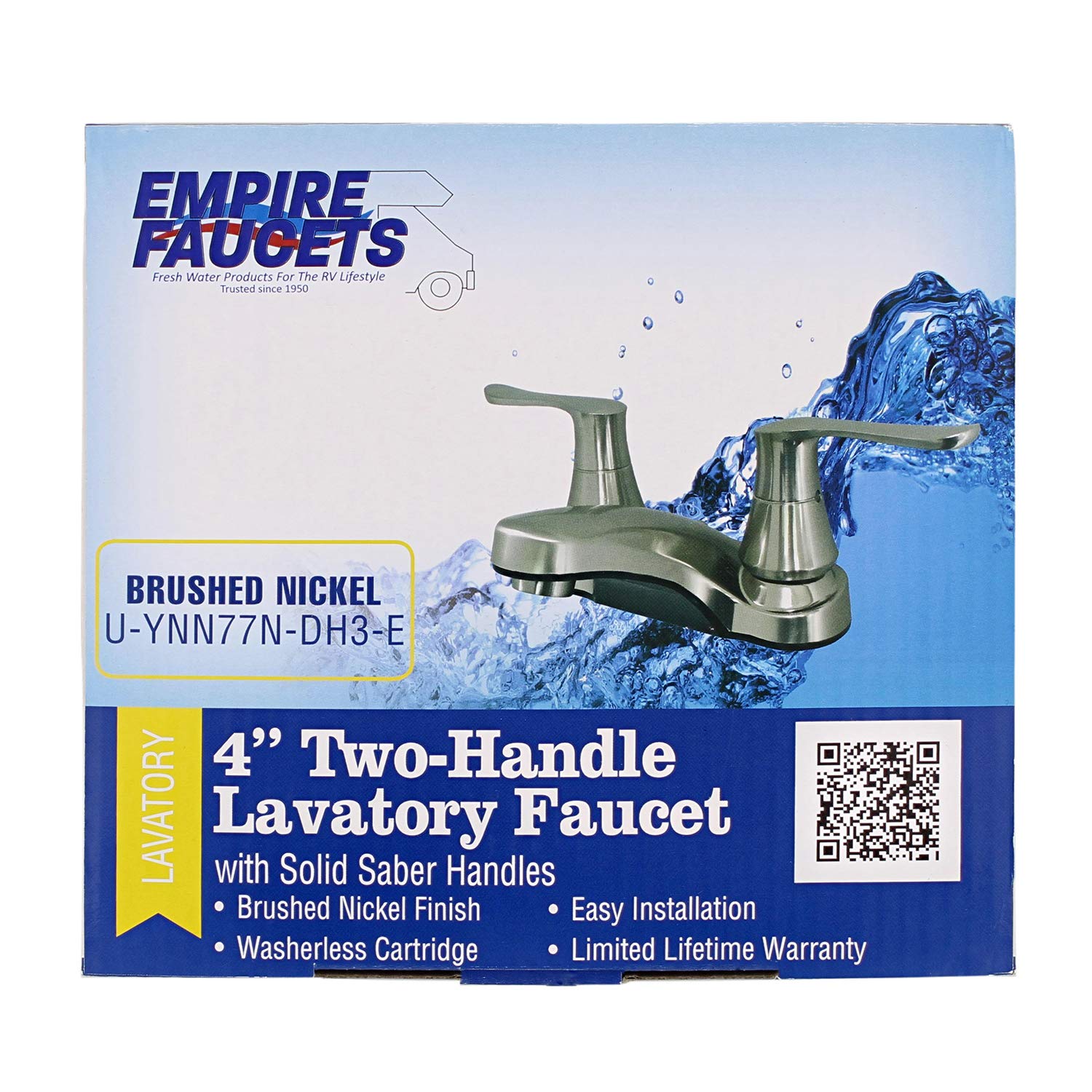 Lavatory Faucet Empire Faucets - 4 Inch Centerset Bathroom Faucet Restroom Sink Tap with Dual Faucet Handles, Nickel