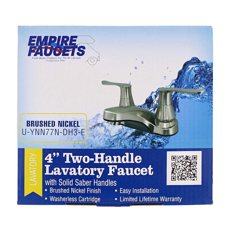 Lavatory Faucet Empire Faucets - 4 Inch Centerset Bathroom Faucet Restroom Sink Tap with Dual Faucet Handles, Nickel