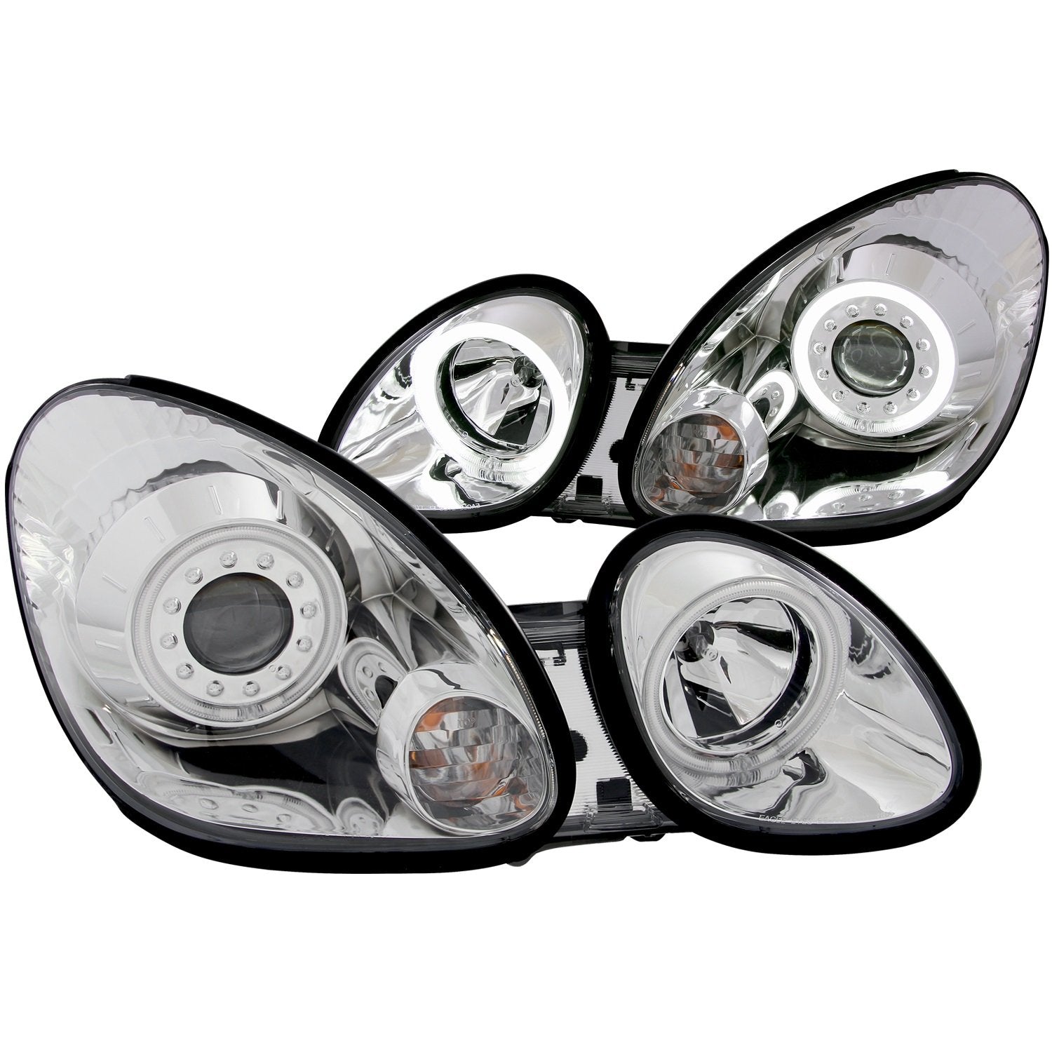 Lexus Anzo USA 121143 Projector with Halo/Chrome Clear with Amber Reflectors Headlight Assembly - (Sold in Pairs)