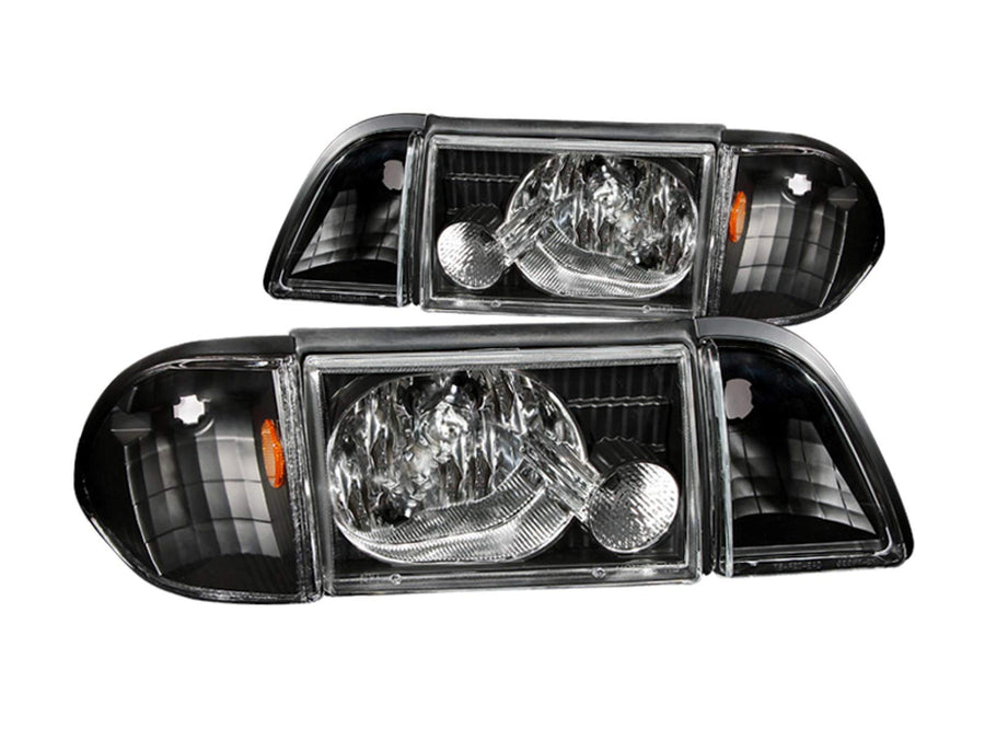 Ford Mustang Anzo USA 121192 Black Crystal w/Corner/Inner Corners Headlight Assembly - (Sold in Pairs)