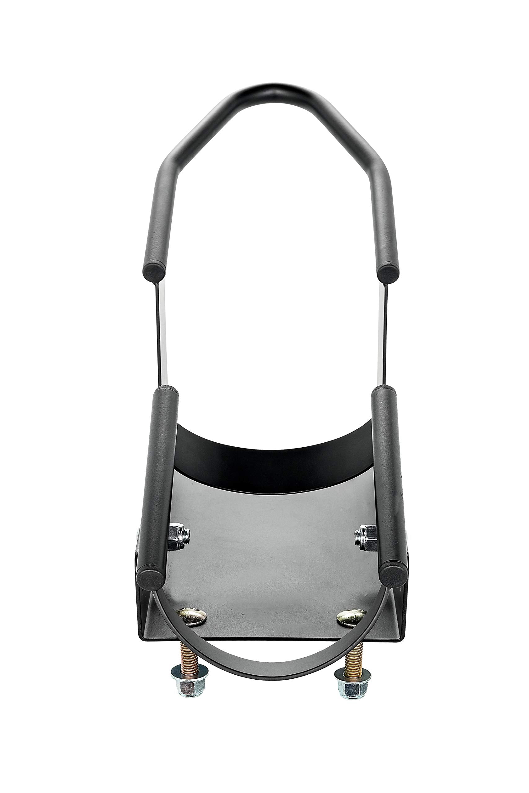 Motorcycle Wheel Chock Camco for Trailer - Includes Handlebar Straps & Mounting Hardware - Keep Your Motorcycle Upright During Transit - Mountable to Trailer or Truck Bed - Universal Tire Fit (66100)