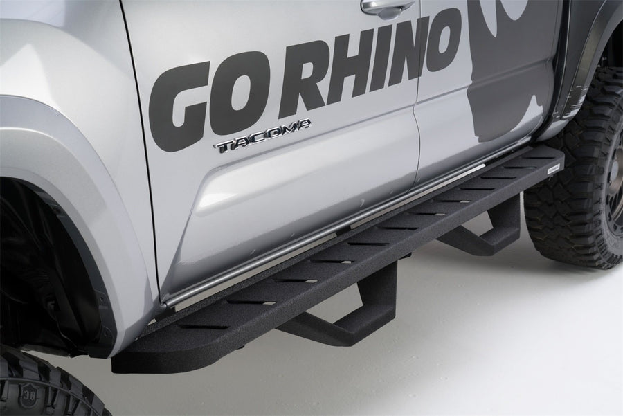 RB10 Running Board Go Rhino, Brackets, 1 Pair Drop Steps | Galvanized Steel, Protective Bedliner Coating | 6345067320T | Fits 2018-2024 Jeep Wrangler JLU, 4-Door