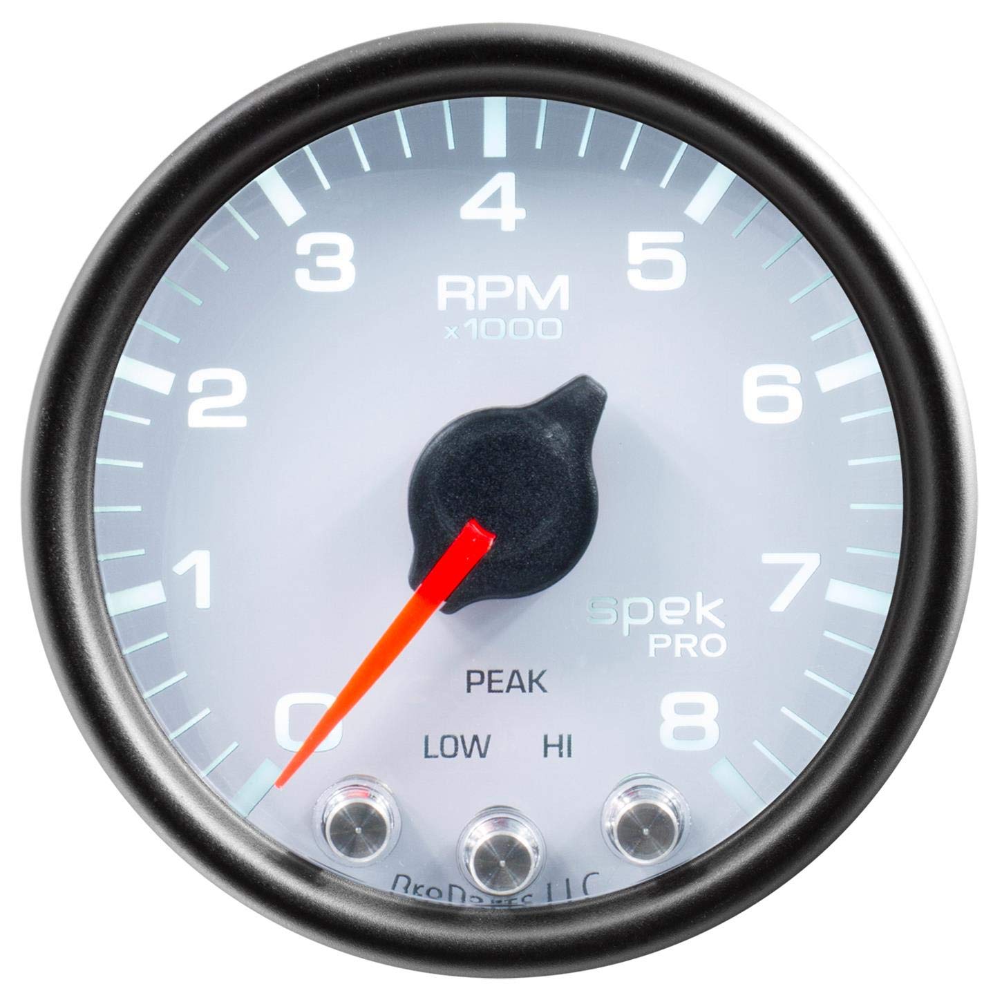 Gauge AUTO METER P33412 Tachometer (Spek-Pro Gauge, Tach, 2 1/16", 8K RPM,with Shift Light & Peak Mem, Wht/Blk, Spek-Pro)