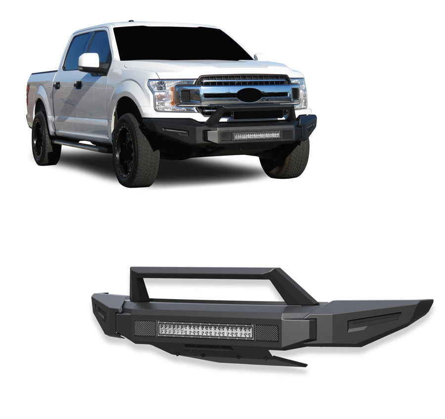 Armour II Black Horse Heavy Duty Front Bumper Kit Matte Black Compatible with 2018-2020 Ford F-150-AFB-F119-K1
