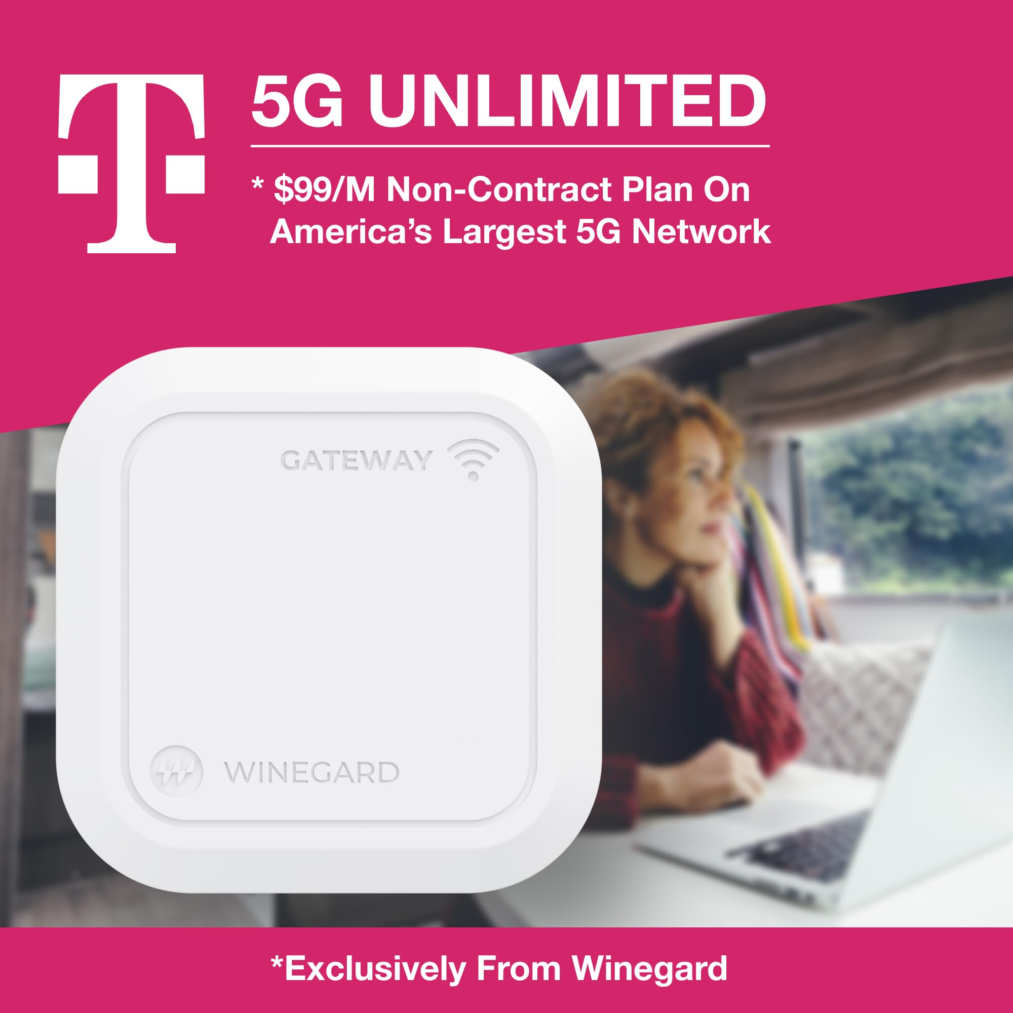 Winegard Ceiling Router for RV - Requires Air 360+ 5G Gateway - 5G/4G LTE + DualBand Wi-Fi (802.11ac), Dual SIM, Starlink-Compatible Ethernet WAN, GPS, up to 0.5-mi Wi-Fi, AT&T/Verizon/T-Mobile, White