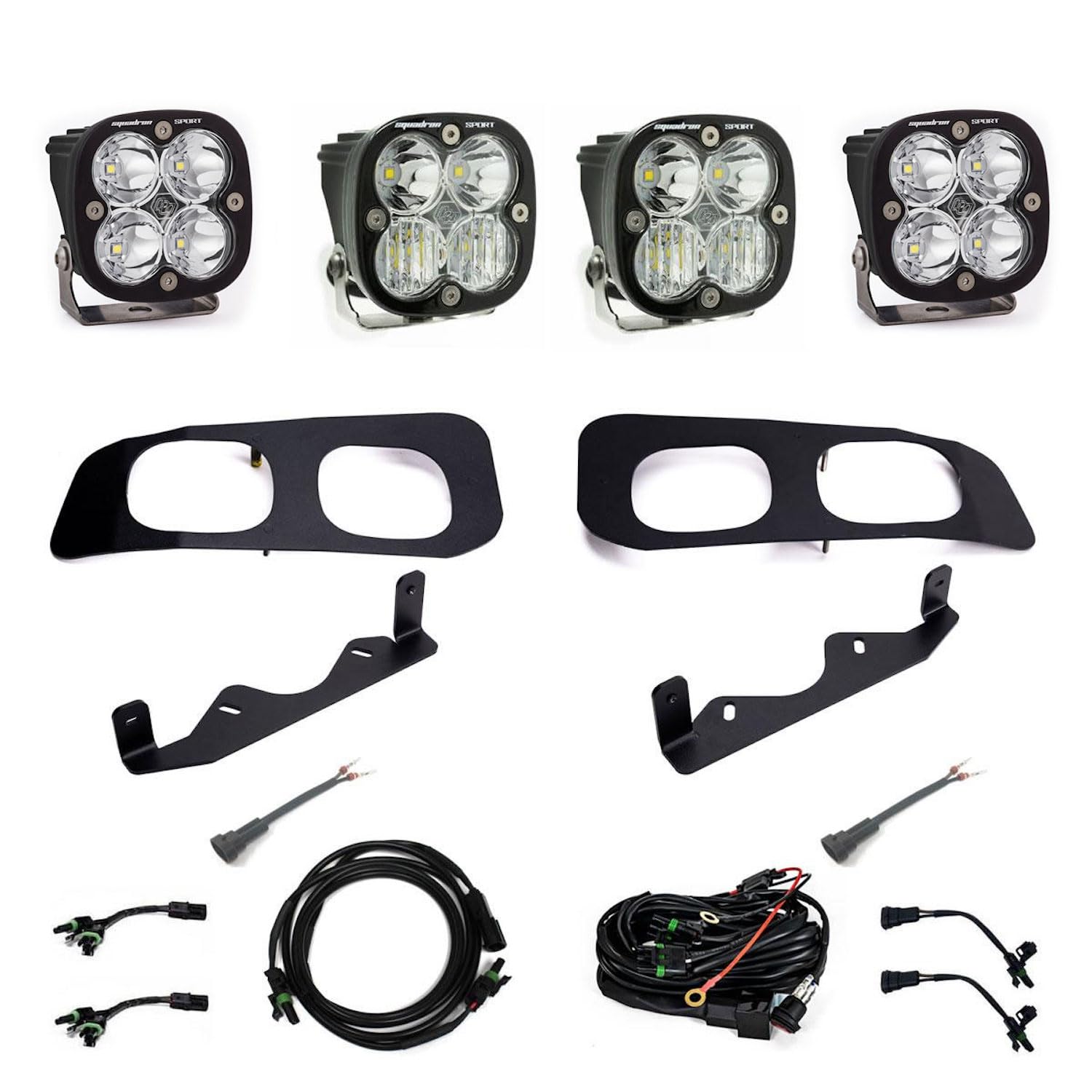 Baja Designs Dual Fog Pocket Kit Squadron Sport LED for Ford F250 F350 Super Duty Truck 2023+ with Toggle Wiring Harness