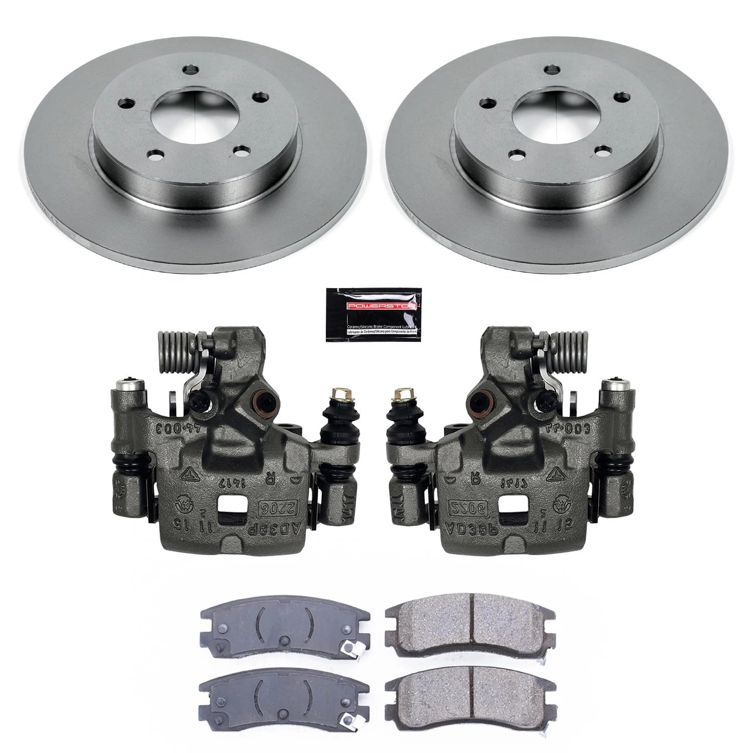 Power Stop KCOE1526E Autospeciality Rear Brake Caliper Kit- Brake Rotors, Ceramic Brake Pads, Brake Calipers