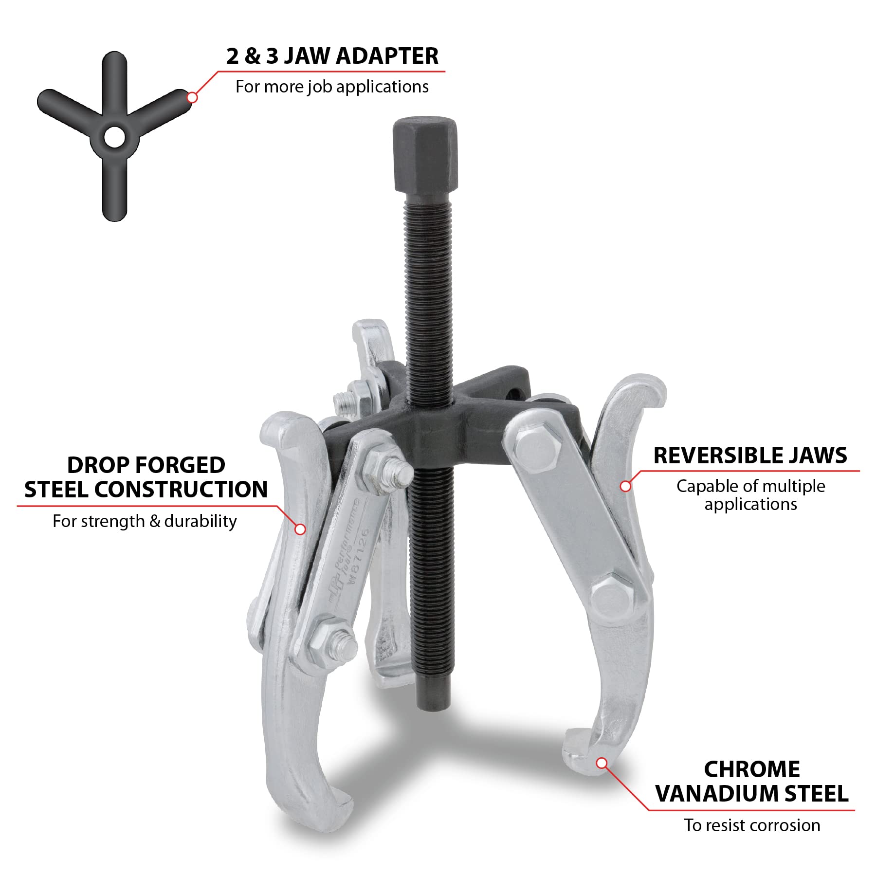 W87127 Performance Tool 2/3 Jaw Gear Puller with 5-1/2-Inch Reach X 7-Inch Spread