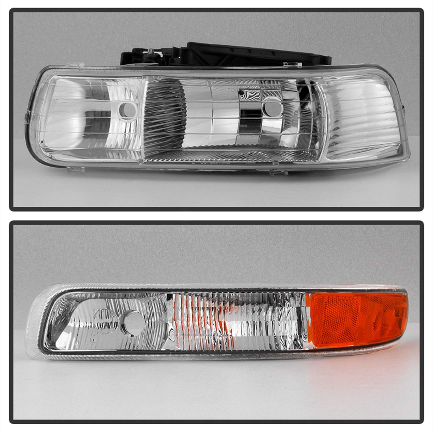 Spyder HD-JH-CSIL99-OE-SET Xtune Headlight (00/2500 99-02 / Chevy Silverado 3500 01-02 / Chevy Suburban 1500/2500 00-06 / Chevy Tahoe 00-06 OEM Style s With Bumper Lights - Chrome)