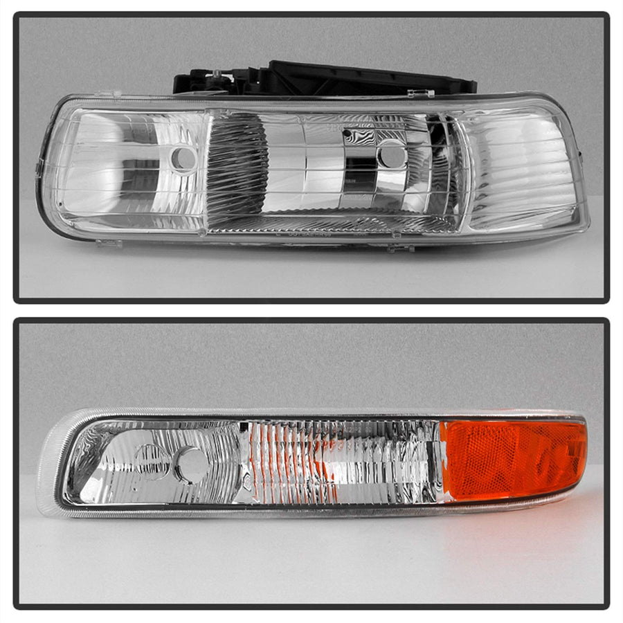 Spyder HD-JH-CSIL99-OE-SET Xtune Headlight (00/2500 99-02 / Chevy Silverado 3500 01-02 / Chevy Suburban 1500/2500 00-06 / Chevy Tahoe 00-06 OEM Style s With Bumper Lights - Chrome)