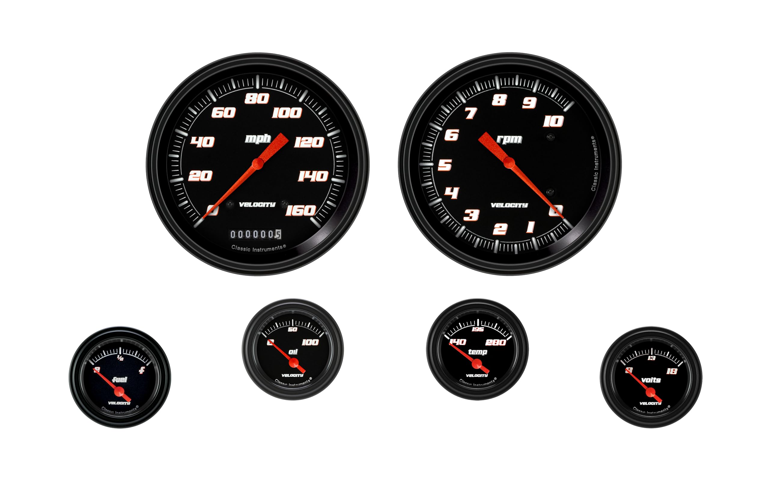 Velocity Black Classic Instruments VS51BBLF 6 Gauge Set