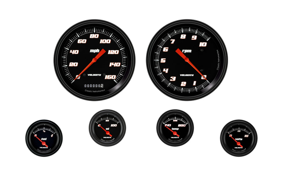 Velocity Black Classic Instruments VS51BBLF 6 Gauge Set