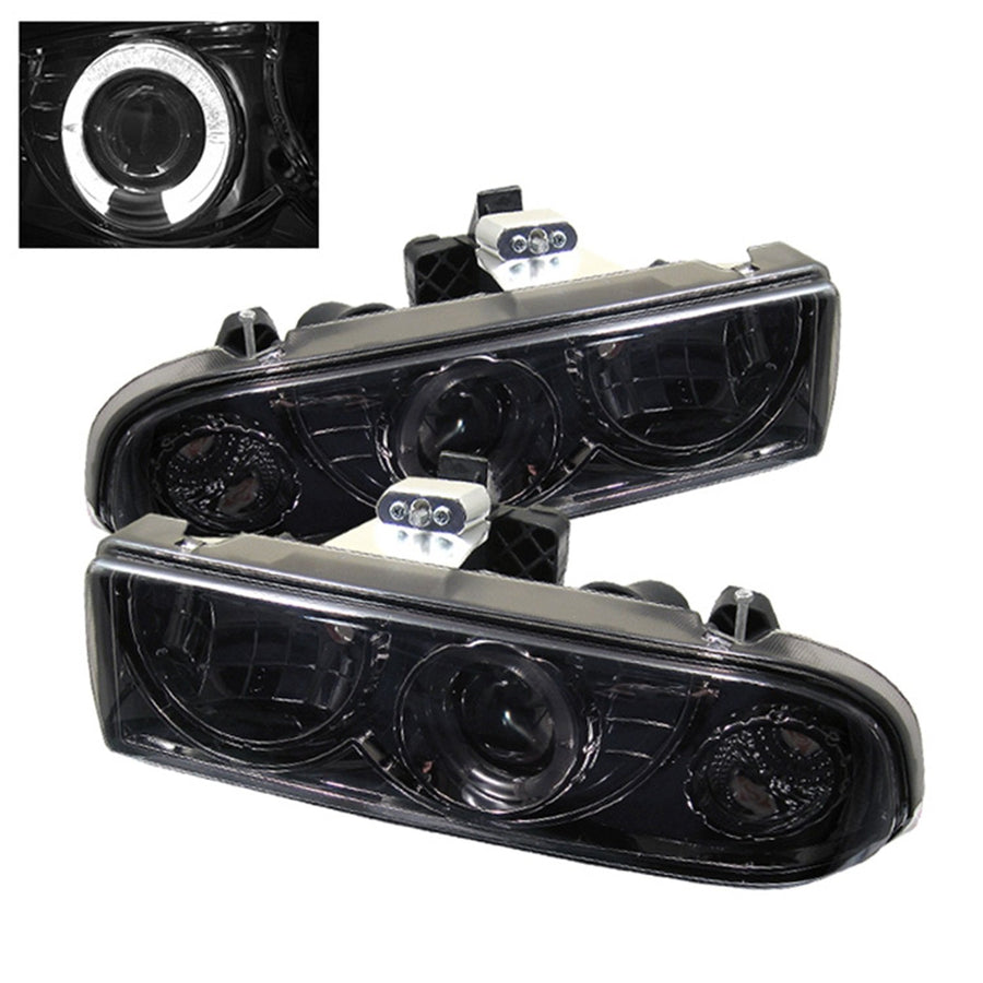 Chevy S10 98-04 / Spyder Chevy Blazer 98-05 Projector Headlights - LED Halo - Smoke - High 9005 (Not Included) - Low H1 (Included)