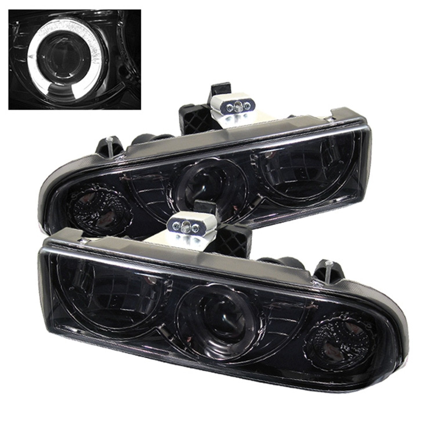 Chevy S10 98-04 / Spyder Chevy Blazer 98-05 Projector Headlights - LED Halo - Smoke - High 9005 (Not Included) - Low H1 (Included)