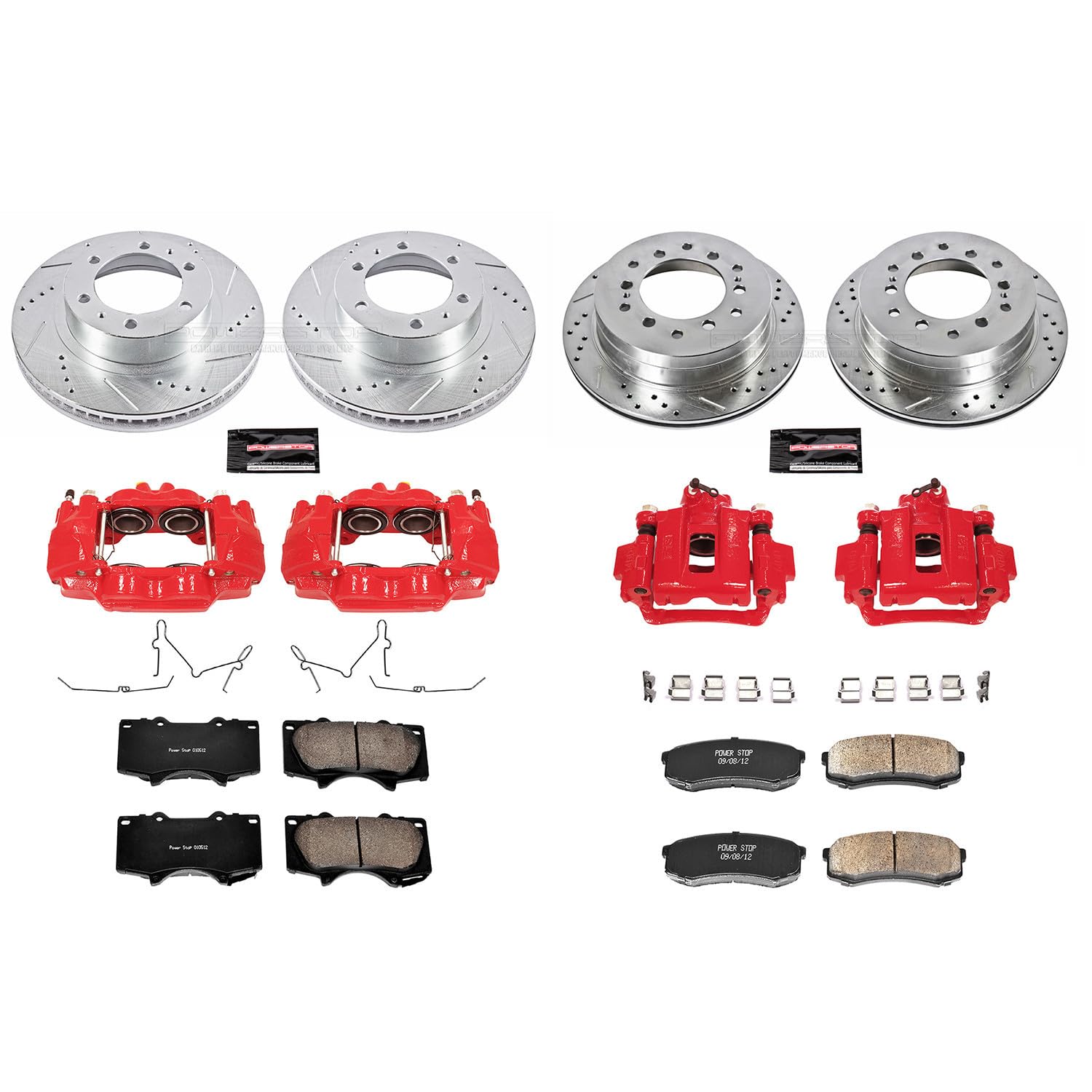 Power Stop Z23 Evolution Front and Rear Brake Caliper Kit- Brake Pads, Brake Rotors, Brake Calipers