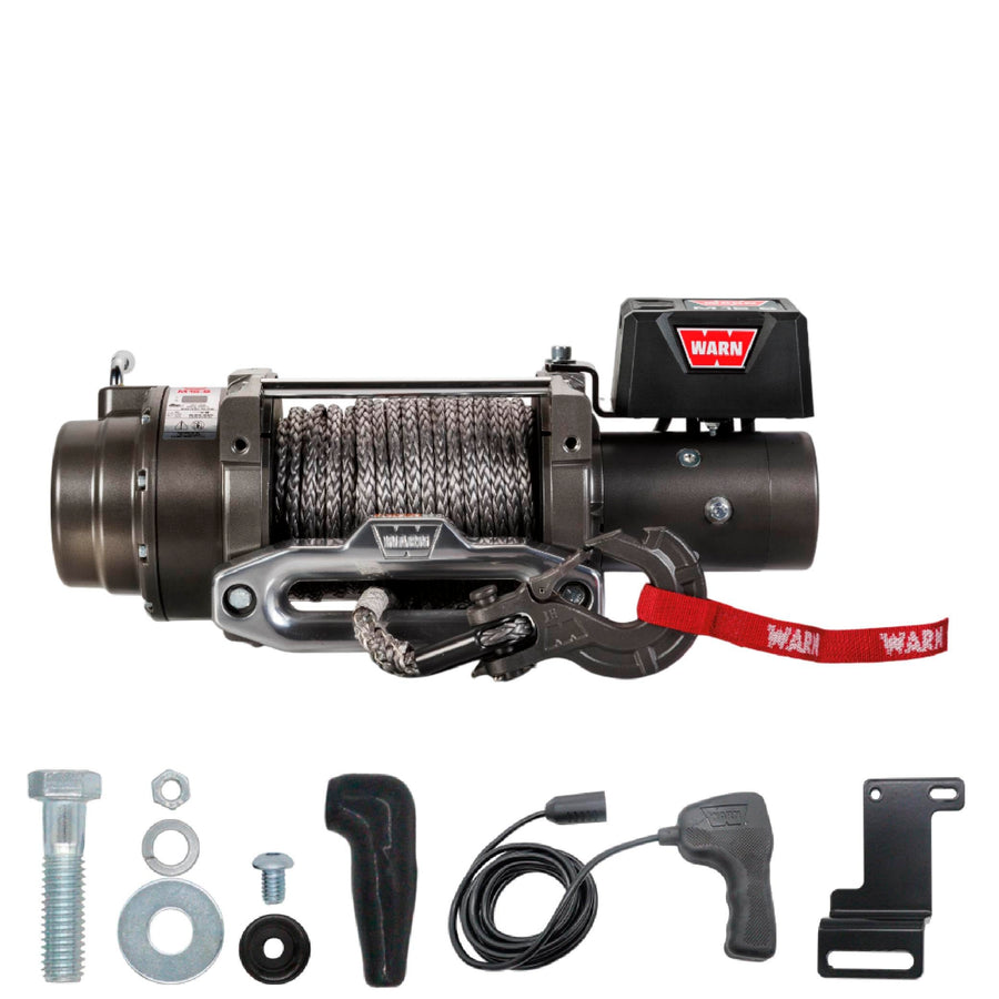 M15-S WARN Electric 12V Heavyweight Winch – 15,000 lb Pulling Capacity, Synthetic Rope, Sealed Motor, IP68 Waterproof, All-Metal Gear Train for Off-Road & Industrial Recovery