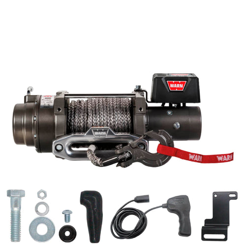 M15-S WARN Electric 12V Heavyweight Winch – 15,000 lb Pulling Capacity, Synthetic Rope, Sealed Motor, IP68 Waterproof, All-Metal Gear Train for Off-Road & Industrial Recovery