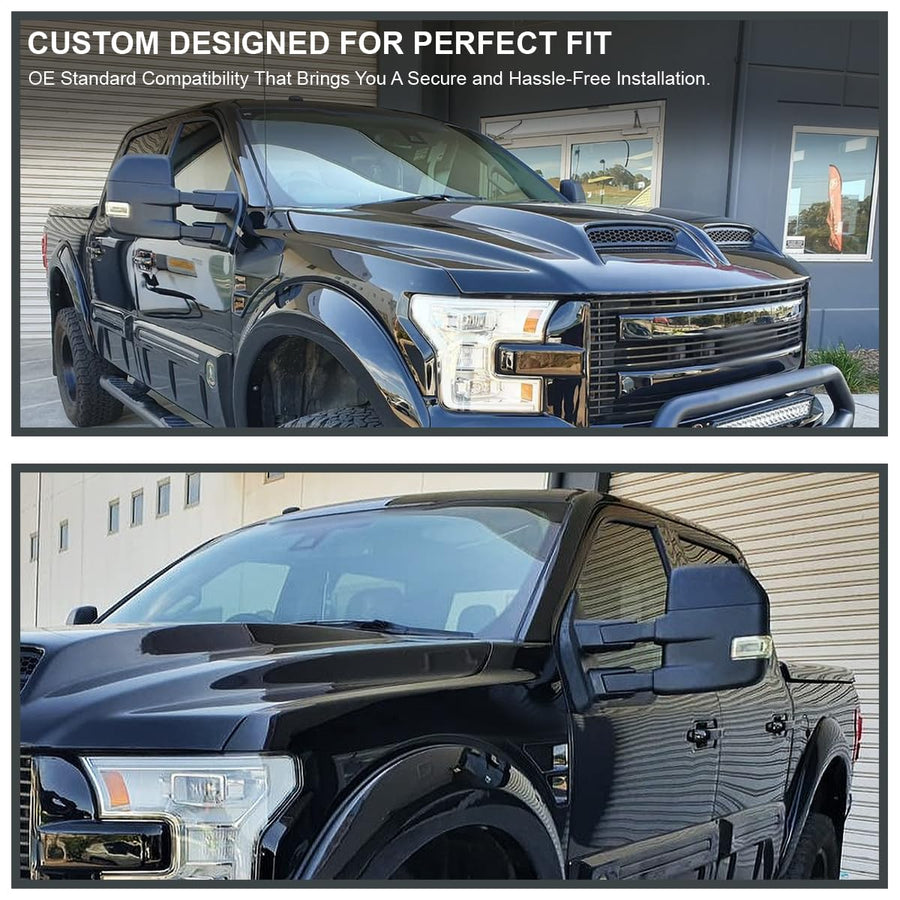 Spec-D Tuning Sequential Power Heated LED Signal Tow Mirrors Compatible with 2015-2020 Ford F150 Left + Right Pair 8Pin & 22Pin