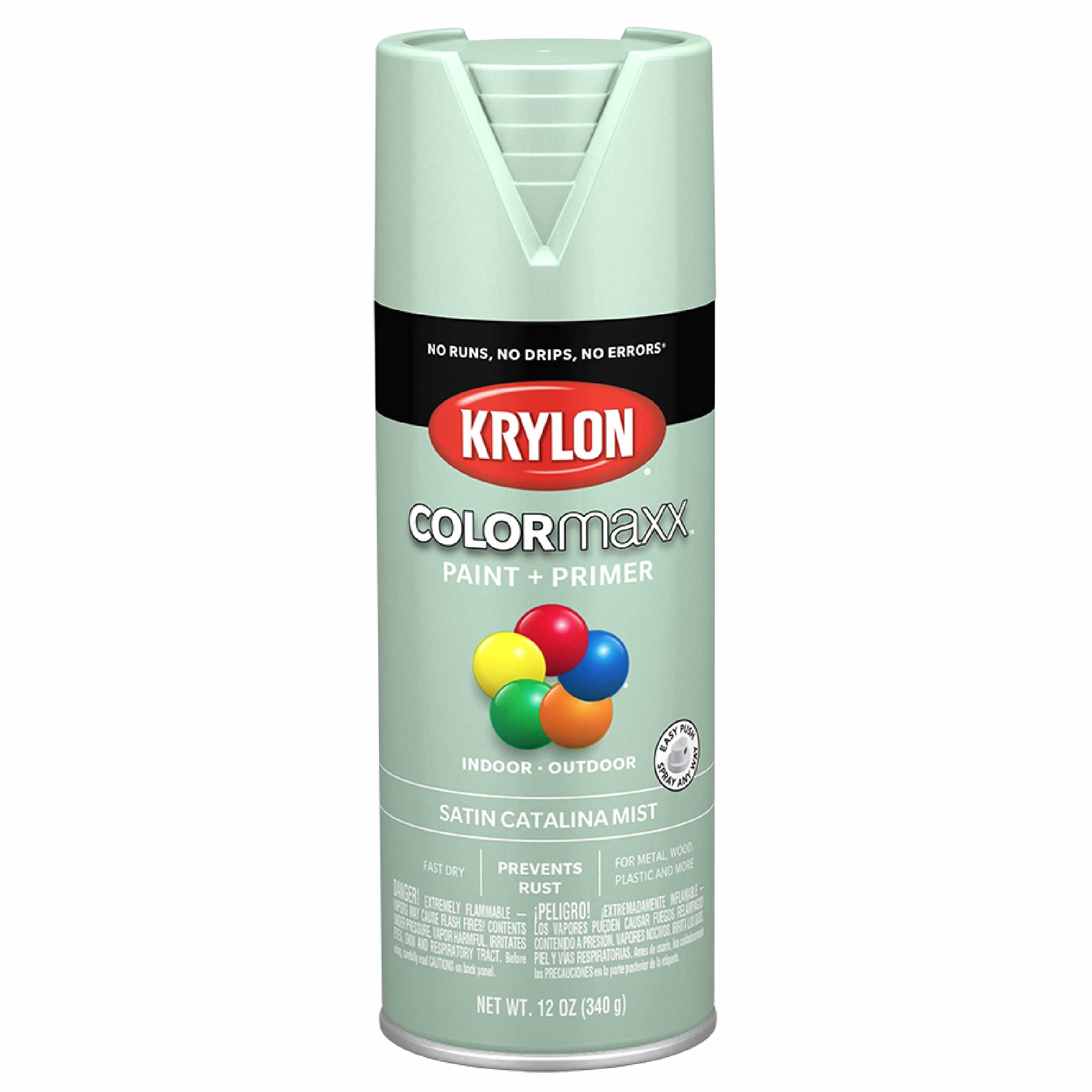 Krylon COLORmaxx K05561007 Spray Paint and Primer for Indoor/Outdoor Use, Satin Catalina Mist Teal